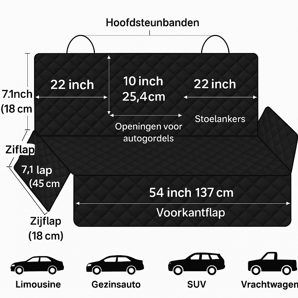 Deluxe Waterdichte Honden Autostoelhoes – Met Veiligheidsgordel & Antisliplaag