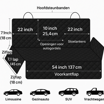 Deluxe Waterdichte Honden Autostoelhoes – Met Veiligheidsgordel & Antisliplaag