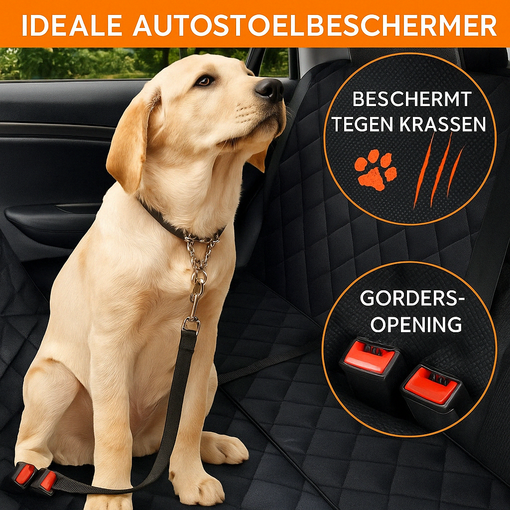 Deluxe Waterdichte Honden Autostoelhoes – Met Veiligheidsgordel & Antisliplaag