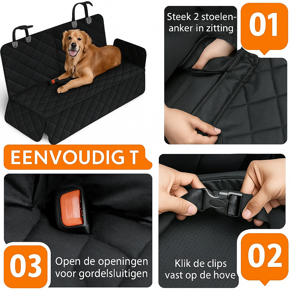 Deluxe Waterdichte Honden Autostoelhoes – Met Veiligheidsgordel & Antisliplaag