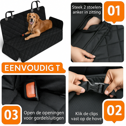 Deluxe Waterdichte Honden Autostoelhoes – Met Veiligheidsgordel & Antisliplaag
