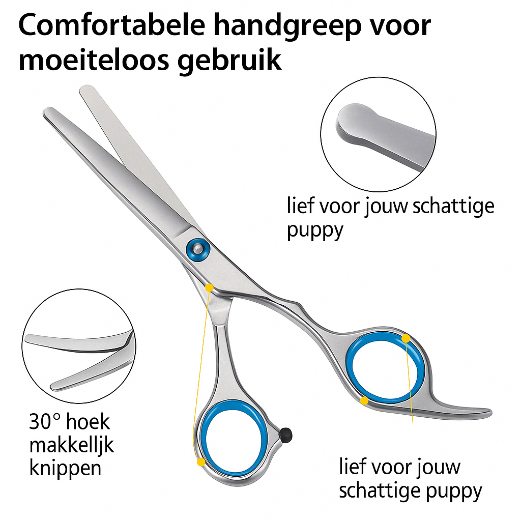6-Delige Professionele Huisdierverzorgingsschaarset – Voor Honden en Katten